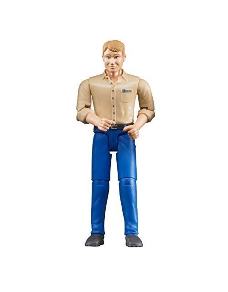 Poseable Male Play Figure — Light Skin, Blue Jeans