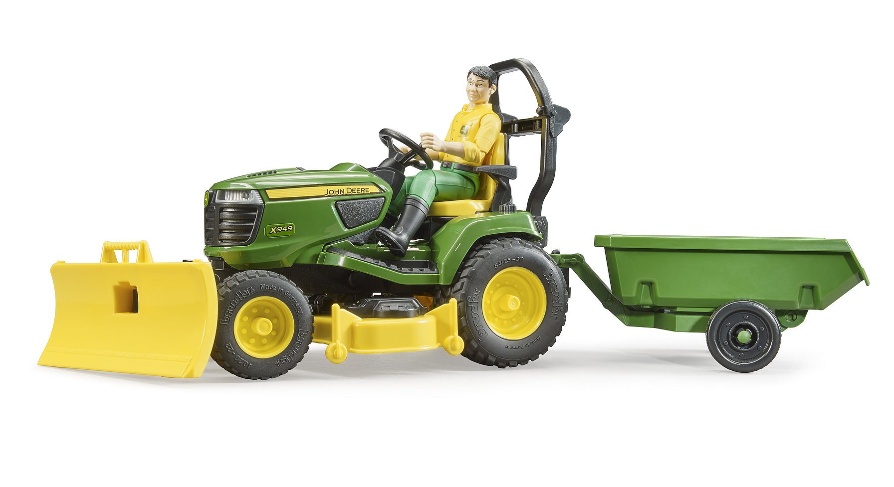 Ride-On Lawn Tractor Toy with Tilting Trailer