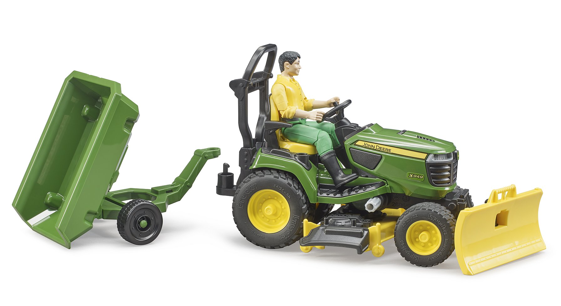 Ride-On Lawn Tractor Toy with Tilting Trailer
